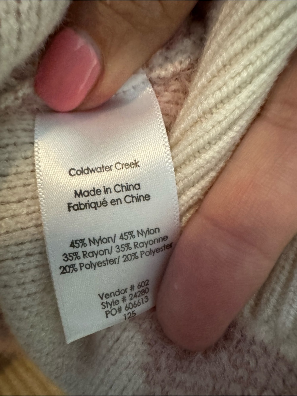 Coldwater Creek Cream Cardigan with Pink Heart Pattern - Picture 6 of 9